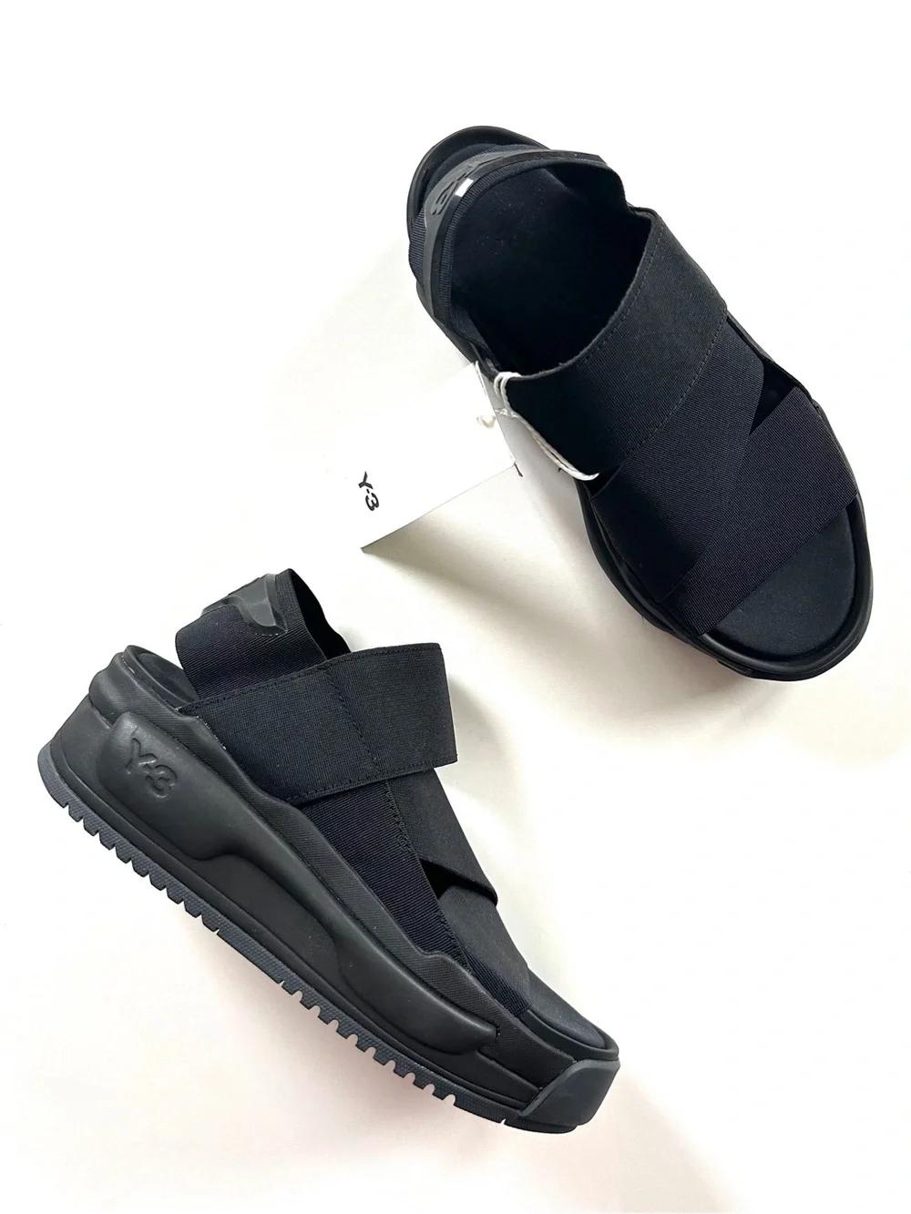 Adidas Y-3 Yamamoto Black Rivalry Chunky Platform Elastic Strap Athletic Sandals